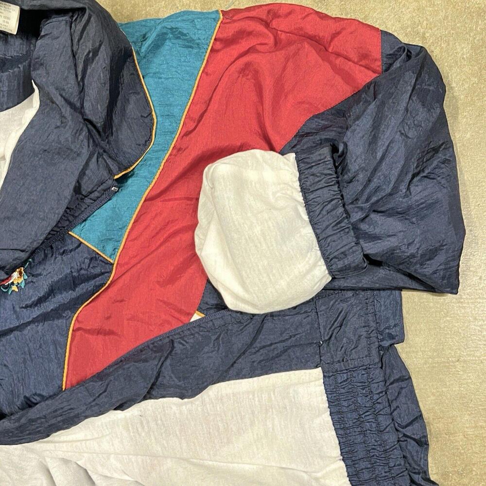 Vintage Bold Spirit Windbreaker Sz L Colorful Geometric Nylon Jacket Flower Logo - Picture 6 of 8